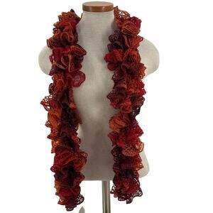 Handmade red and orange fall witch Crochet Scarf